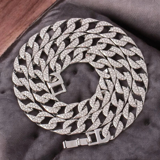 Bold Cuban curb chain for men, adorned with handpicked American diamonds.