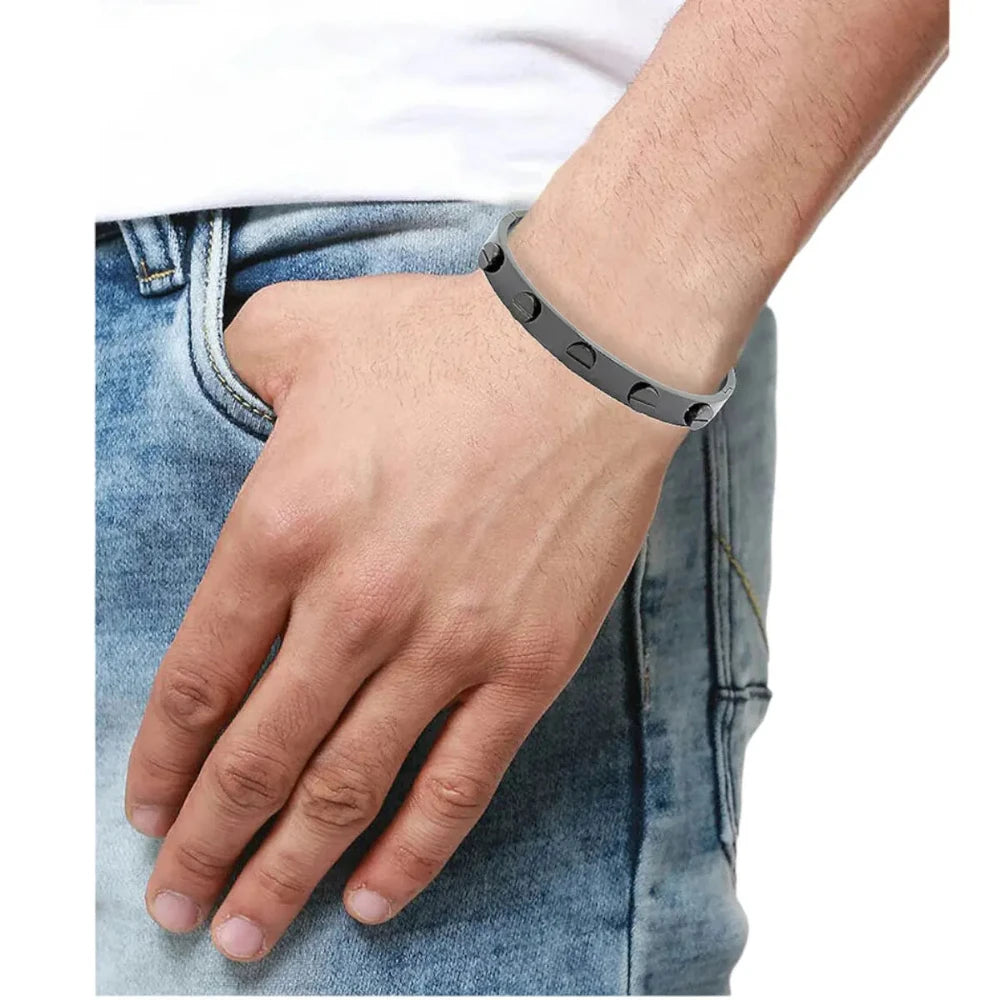 Black Matte Stainless Steel Kada for Men, Sleek Black Men’s Kada Bracelet